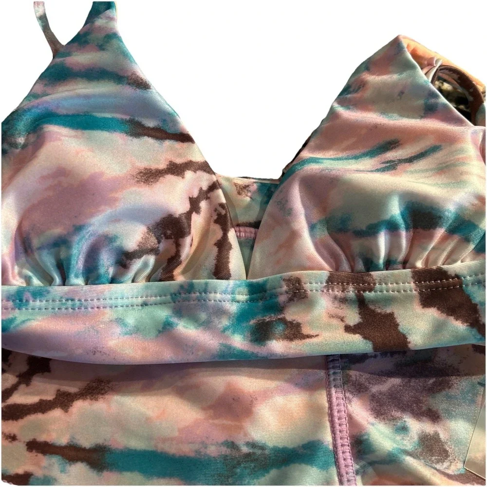 Raisins Girl's 2 Pc MALIBU Bikini Shorts Pink Blue‎ Tie Dye Size 10 Swimsuit $34